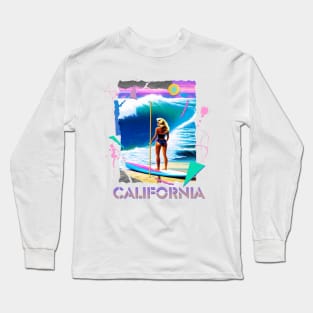 CALIFORNIA BEACJ 80S RETRO STYLE Long Sleeve T-Shirt